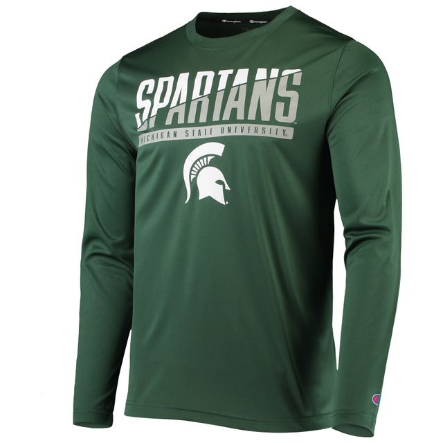 T-shirt à manches longues pour hommes Champion Green Michigan State Spartans Wordmark Slash