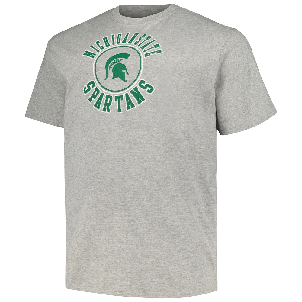 T-shirt Champion Heather Grey Michigan State Spartans Big & Tall Circle Logo pour hommes