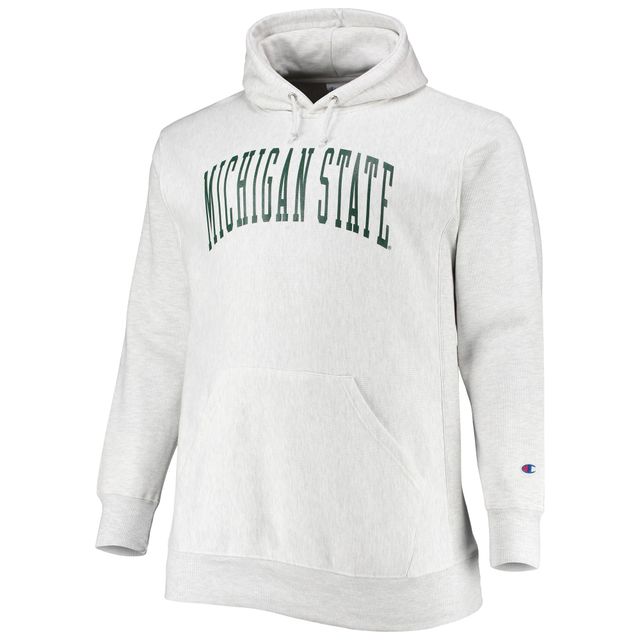 Sweat à capuche en polaire tissage inversé pour hommes Champion Heathered Grey Michigan State Spartans Big & Tall