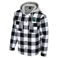 Men's Colosseum Black/White Michigan State Spartans Buffalo Plaid Full-Zip Jacket