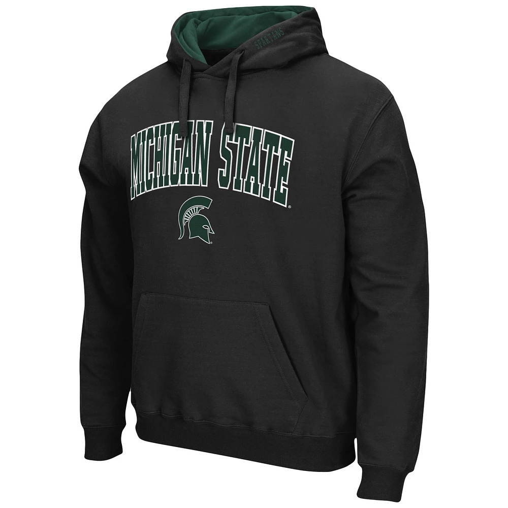 Men's Colosseum Black Michigan State Spartans Arch & Logo 3.0 Pullover Hoodie