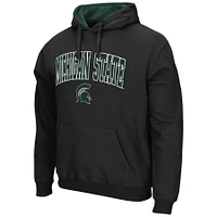 Men's Colosseum Black Michigan State Spartans Arch & Logo 3.0 Pullover Hoodie