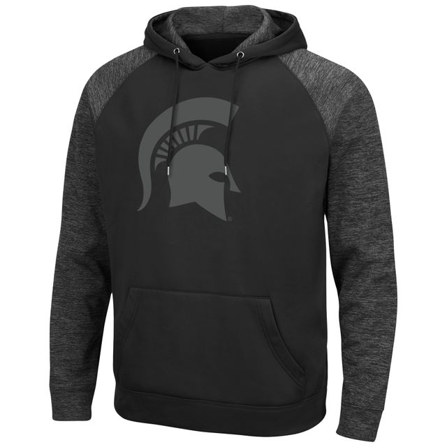 Sweat à capuche noir Colosseum Michigan State Spartans Blackout 3.0 ton sur raglan pour hommes