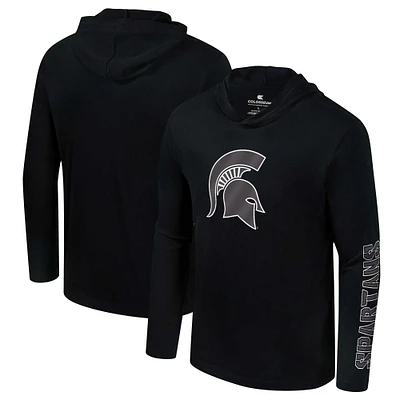 T-shirt à capuche manches longues et Colosseum pour hommes, noir, Michigan State Spartans Color Pop Active Blend 2-Hit