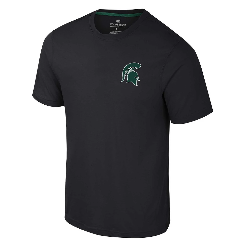 Men's Colosseum Black Michigan State Spartans Logo Lockup 2-Hit Active Blend T-Shirt