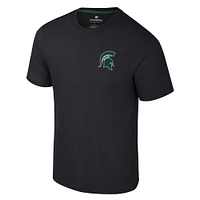 Men's Colosseum Black Michigan State Spartans Logo Lockup 2-Hit Active Blend T-Shirt