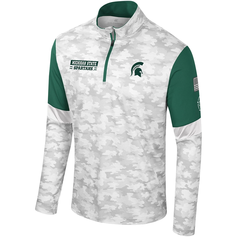 Men's Colosseum  Camo Michigan State Spartans OHT Military Appreciation Tomahawk Quarter-Zip Windshirt