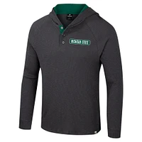 T-shirt à capuche manches longues Henley Dujour Ralgan pour homme, anthracite