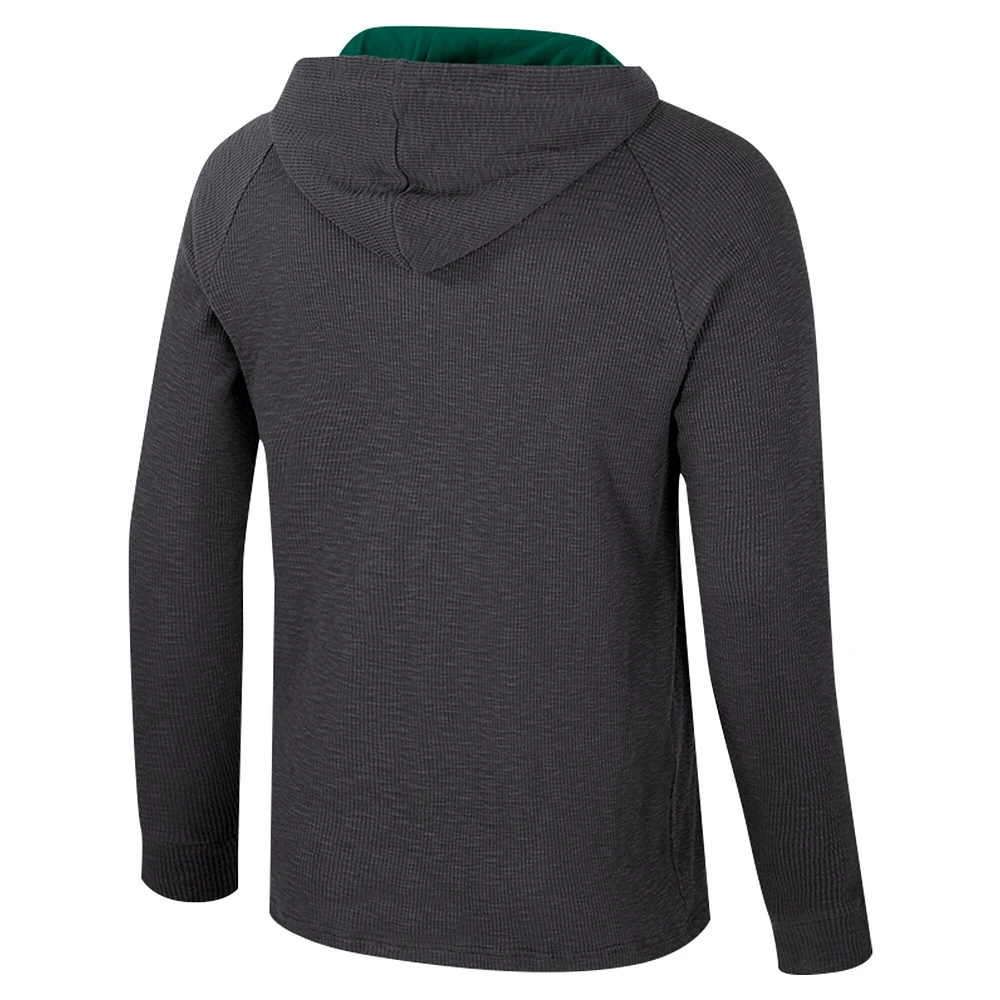 T-shirt à capuche manches longues Henley Dujour Ralgan pour homme, anthracite