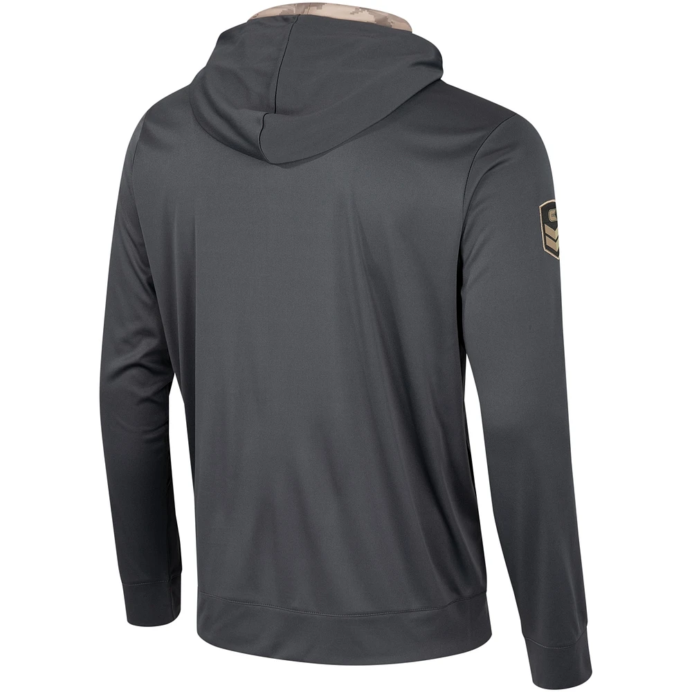 Men's Colosseum Charcoal Michigan State Spartans OHT Military Appreciation Long Sleeve Hoodie T-Shirt