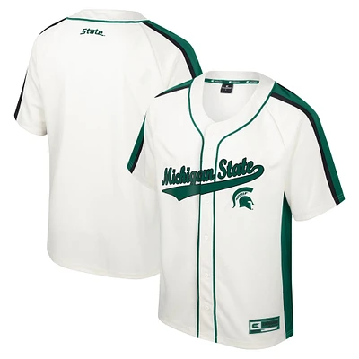 Maillot de baseball boutonné Ruth des Michigan State Spartans Colosseum crème pour hommes