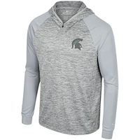 Men's Colosseum Gray Michigan State Spartans Cybernetic Raglan Quarter-Zip Hooded Top