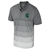 Men's Colosseum Gray Michigan State Spartans Striped Mesh Polo