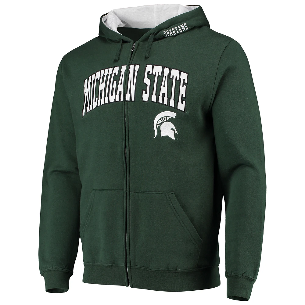 Men's Colosseum Green Michigan State Spartans Arch & Logo 3.0 Full-Zip Hoodie
