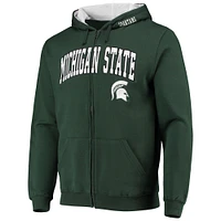 Men's Colosseum Green Michigan State Spartans Arch & Logo 3.0 Full-Zip Hoodie