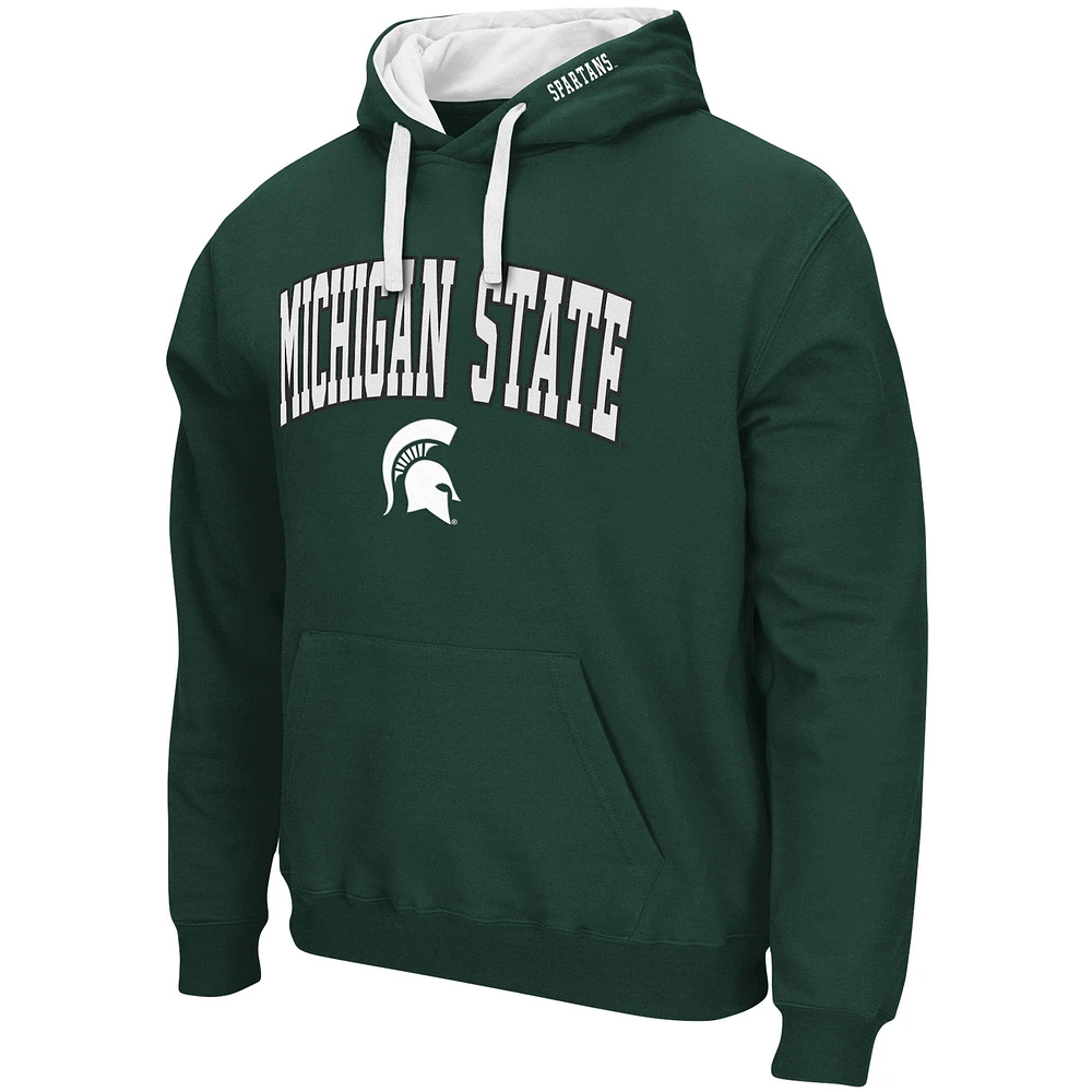 Men's Colosseum Green Michigan State Spartans Big & Tall Arch Logo 2.0 Pullover Hoodie