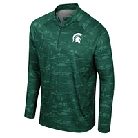 Men's Colosseum Green Michigan State Spartans Carson Raglan Quarter-Zip Jacket