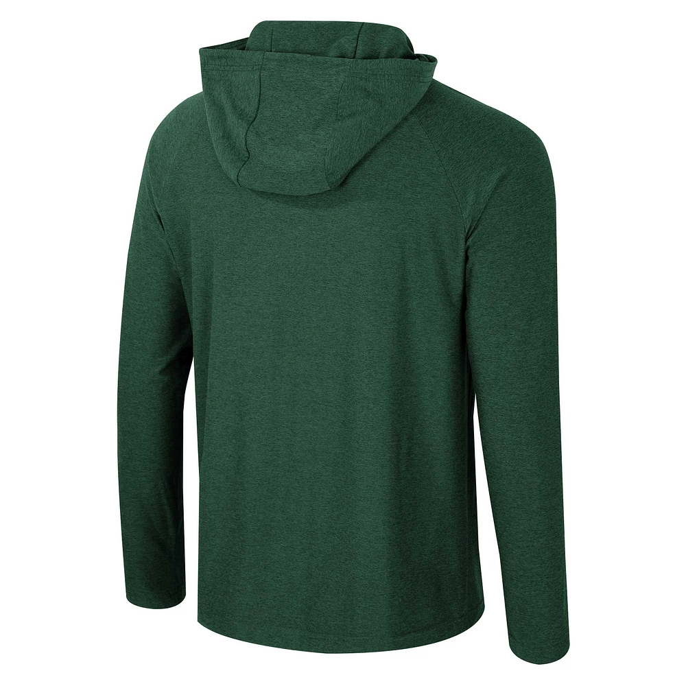Men's Colosseum Green Michigan State Spartans Cloud Jersey Raglan Long Sleeve Hoodie T-Shirt