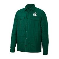 Men's Colosseum Green Michigan State Spartans Detonate Quilted Full-Snap Jacket