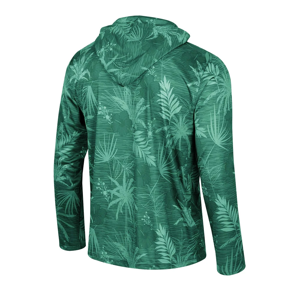 Men's Colosseum Green Michigan State Spartans Palms Printed Lightweight Quarter-Zip Hooded Top