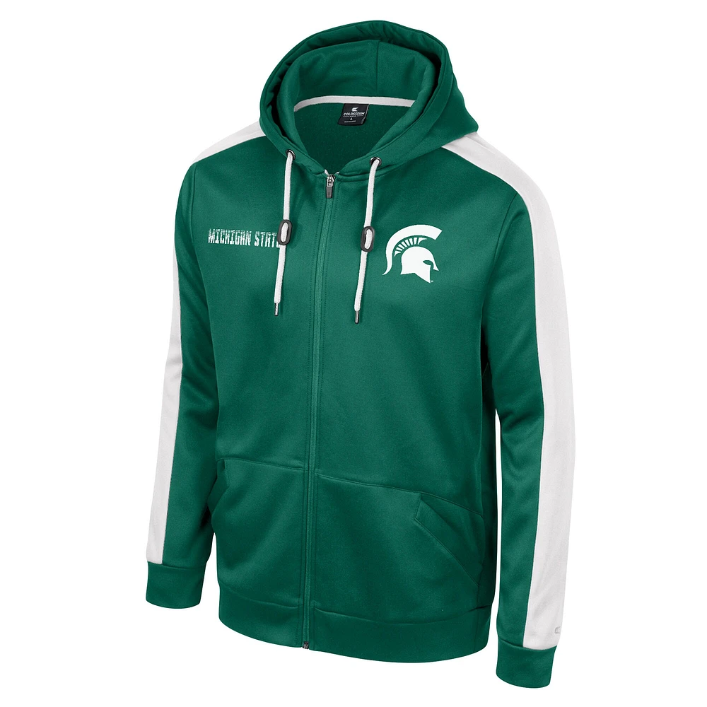 Men's Colosseum Green Michigan State Spartans Reese Full-Zip Hoodie