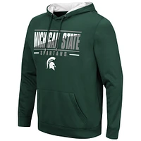 Men's Colosseum Green Michigan State Spartans Slash Stack 2.0 Pullover Hoodie
