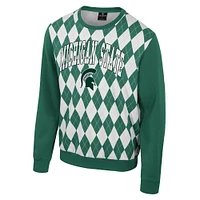 Men's Colosseum Green Michigan State Spartans The Dealio Argyle Pullover Sweatshirt