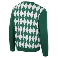Men's Colosseum Green Michigan State Spartans The Dealio Argyle Pullover Sweatshirt