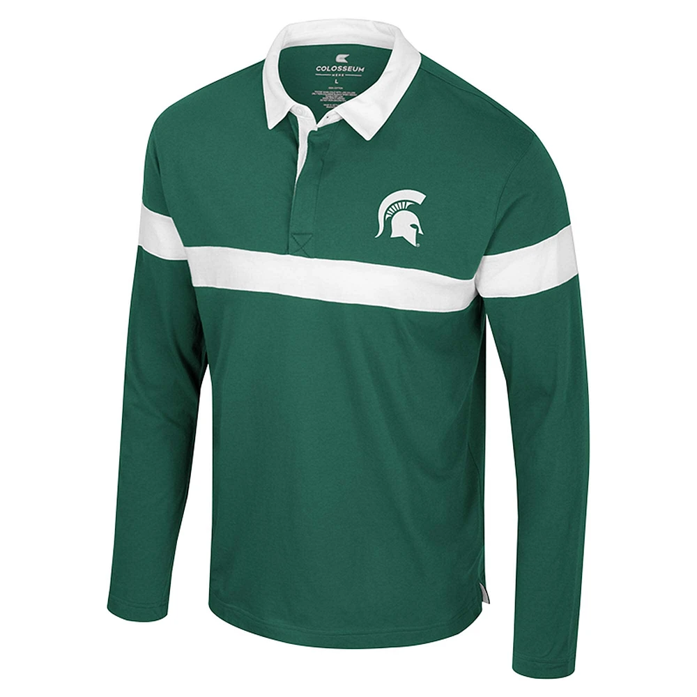 Men's Colosseum  Green Michigan State Spartans Too Cool For School Long Sleeve Polo