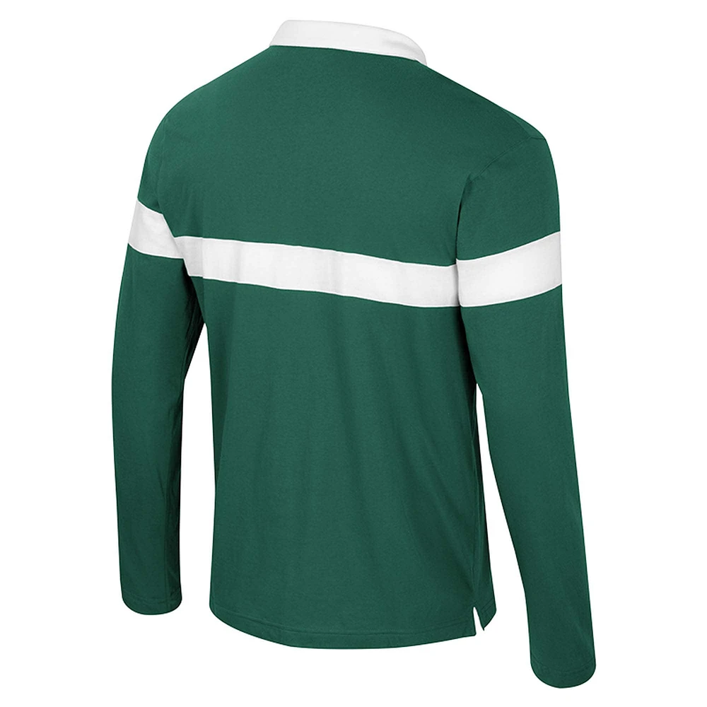 Men's Colosseum  Green Michigan State Spartans Too Cool For School Long Sleeve Polo