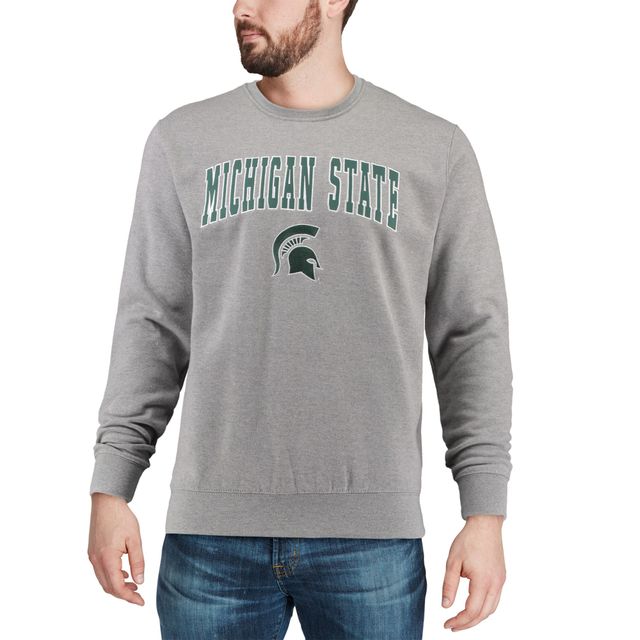Colosseum Heather Grey Michigan State Spartans Arch & Logo Crew Neck Sweat-shirt pour homme