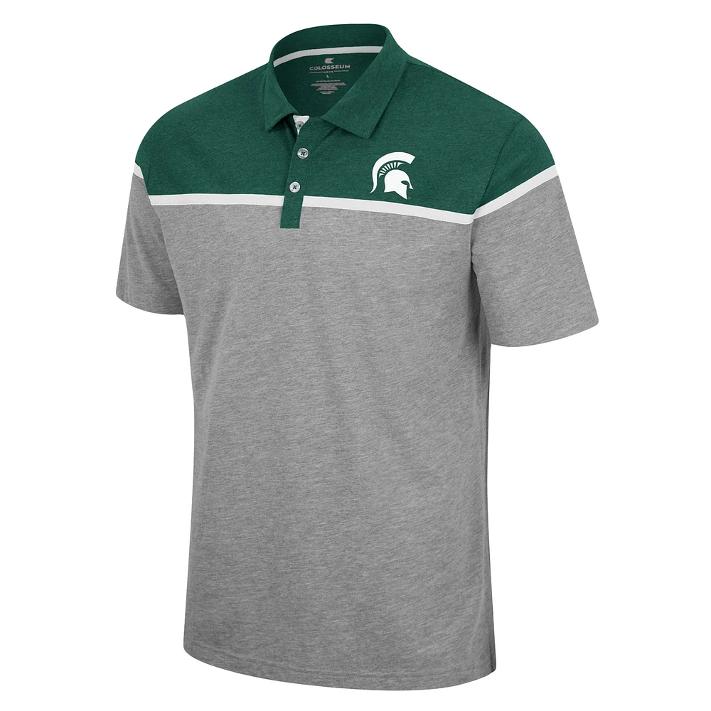Men's Colosseum Heather Gray Michigan State Spartans Chamberlain Polo