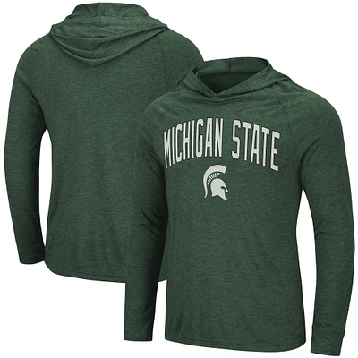T-shirt à capuche Colosseum Heathered Green Michigan State Spartans Big & Tall Wingman Raglan pour hommes