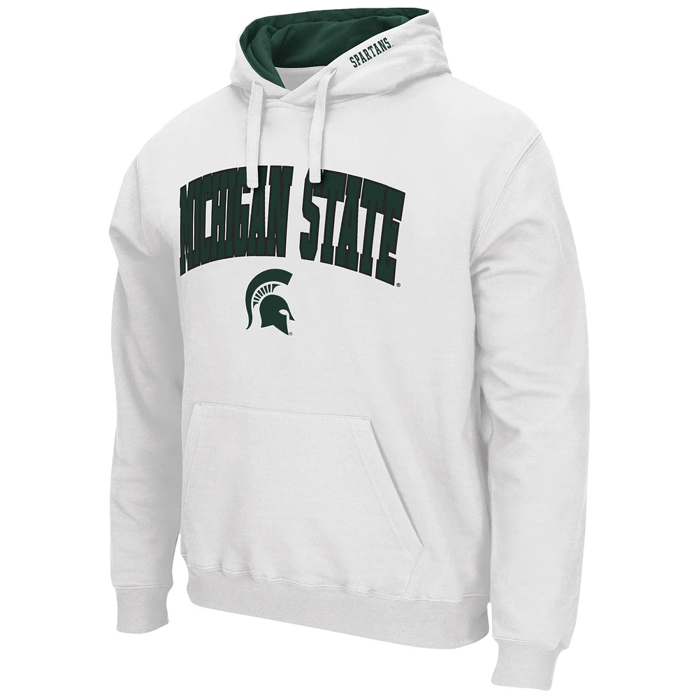 Men's Colosseum White Michigan State Spartans Arch & Logo 3.0 Pullover Hoodie