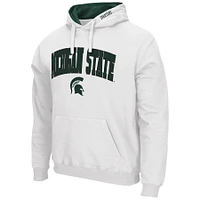 Men's Colosseum White Michigan State Spartans Arch & Logo 3.0 Pullover Hoodie
