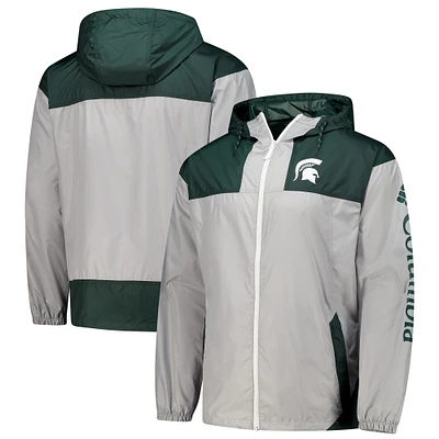 Coupe-vent entièrement zippé Columbia Michigan State Spartans Flash Challenger II Omni-Shade pour homme, gris