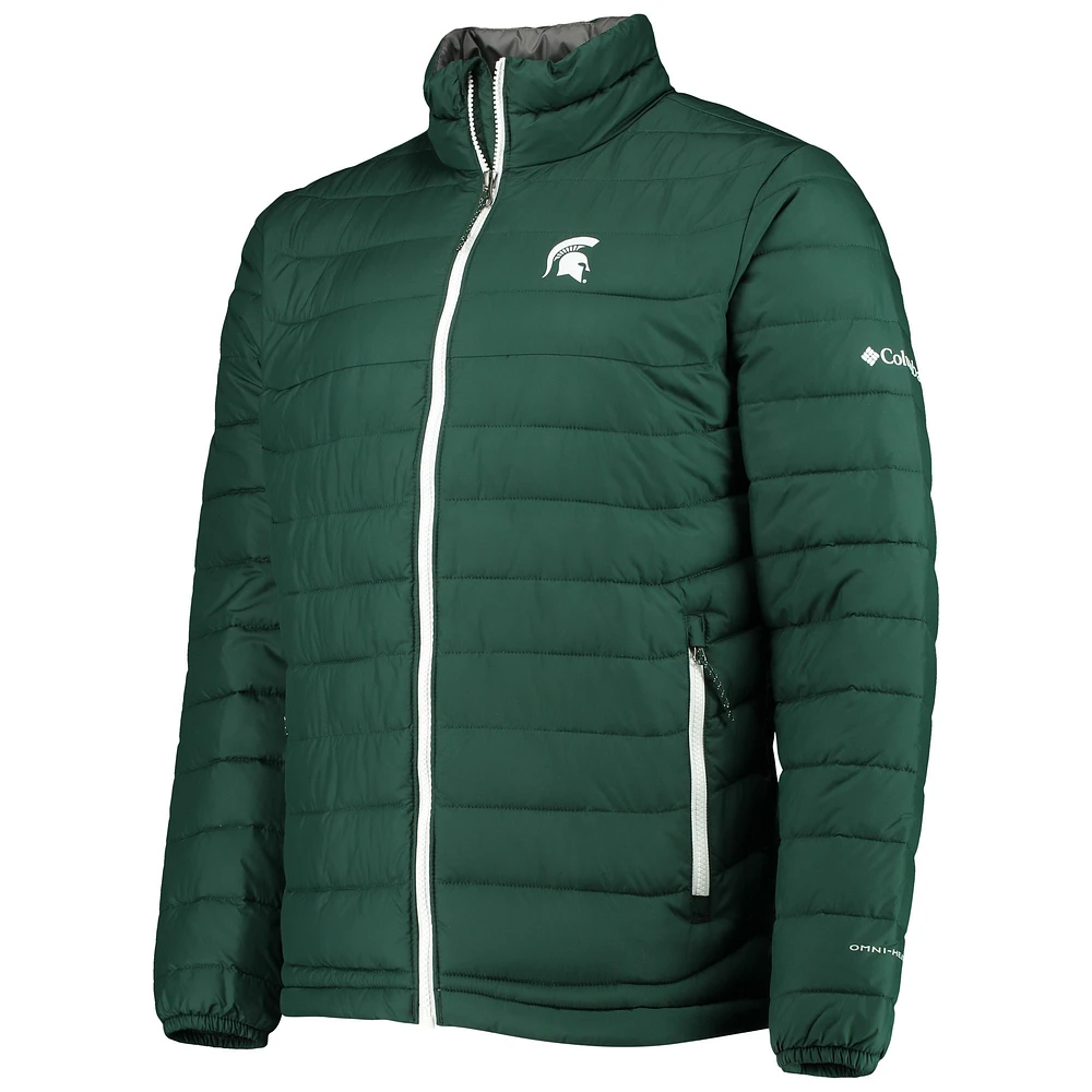 Men's Columbia Green Michigan State Spartans Powder Lite Omni-Heat Reflective Full-Zip Jacket