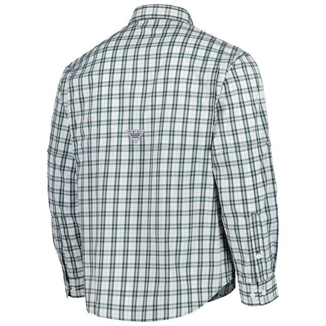 Chemise boutonnée à manches longues pour homme Columbia Green Michigan State Spartans Super Tamiami Omni-Shade
