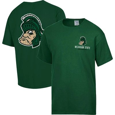 T-shirt vert délavé confortable pour hommes Michigan State Spartans Vintage Logo