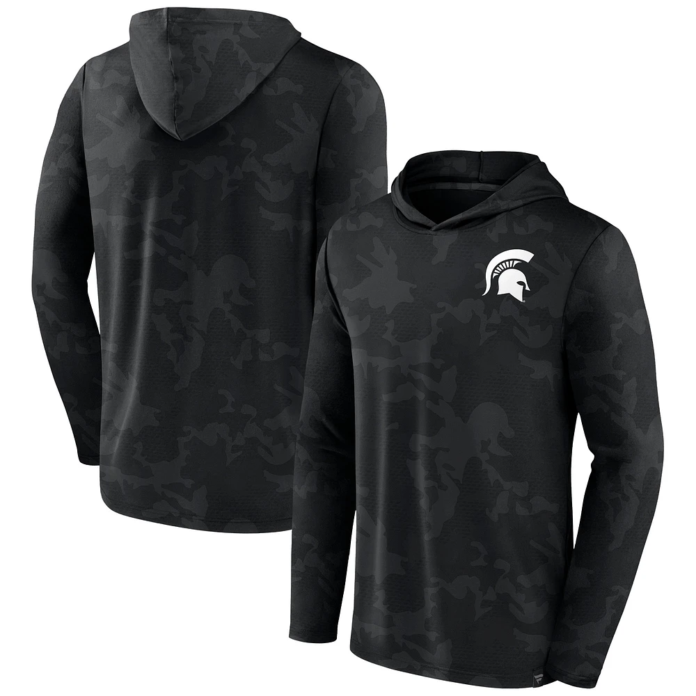 Men's Fanatics  Black Michigan State Spartans Camo Hoodie Long Sleeve T-Shirt