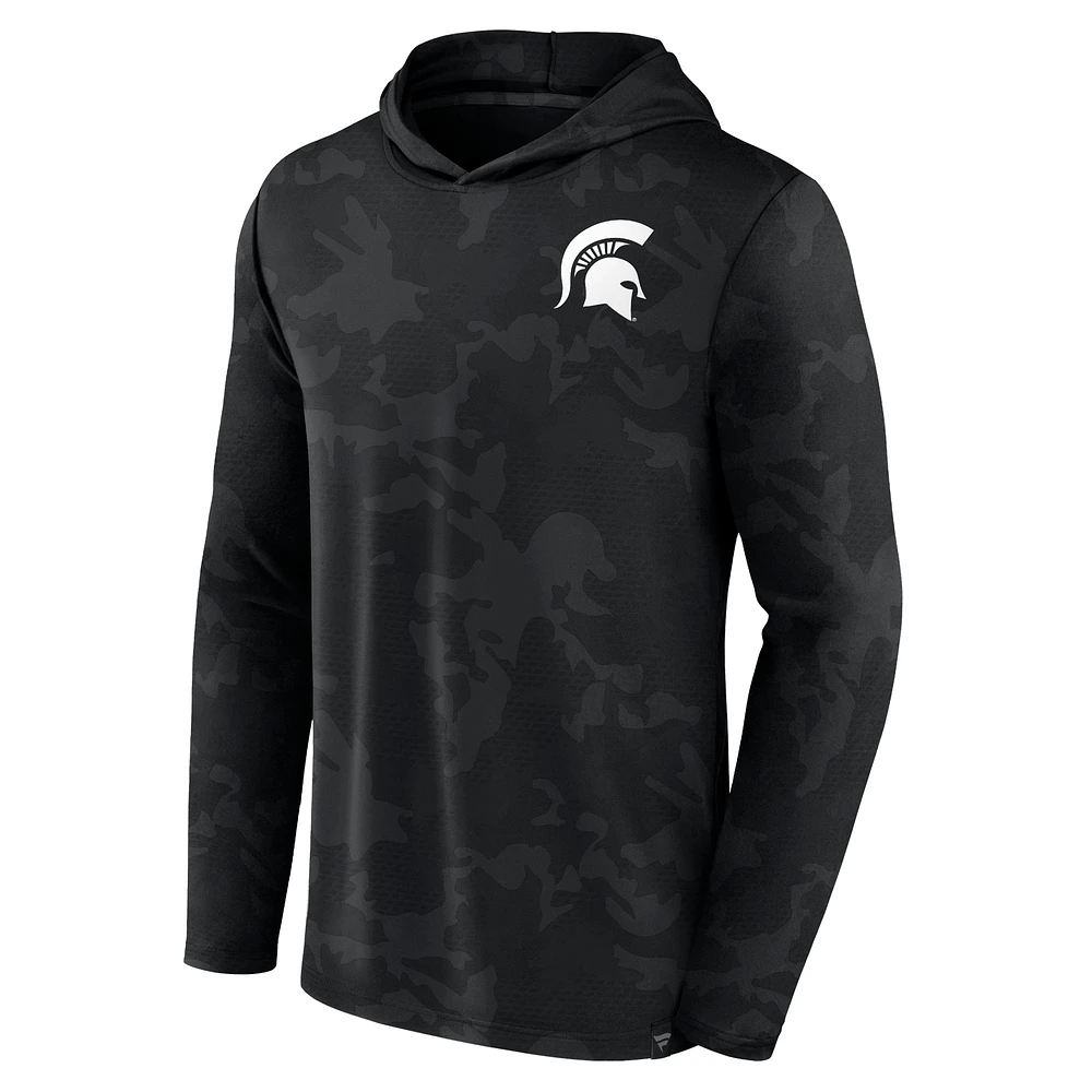 Men's Fanatics  Black Michigan State Spartans Camo Hoodie Long Sleeve T-Shirt