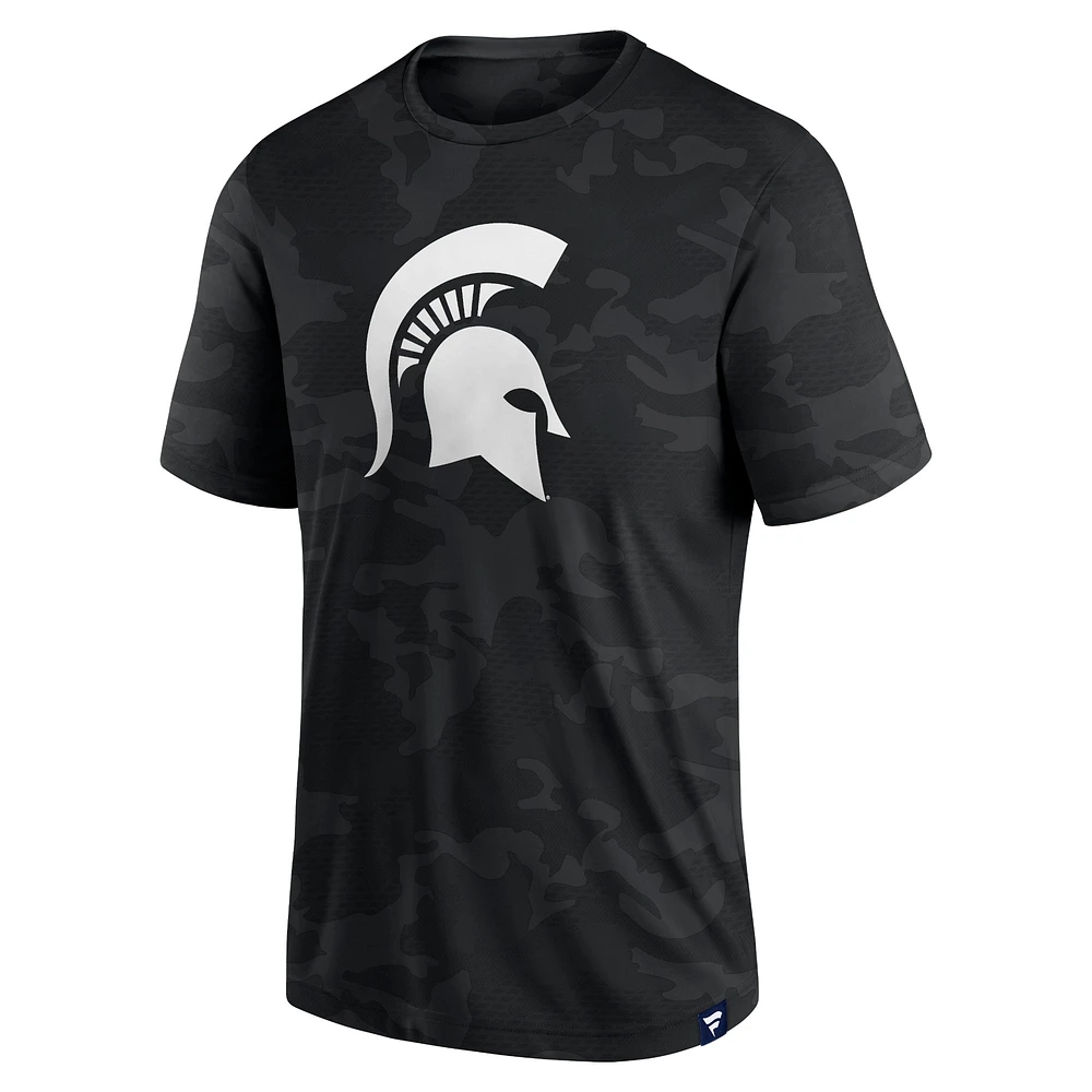 Men's Fanatics  Black Michigan State Spartans Camo Logo T-Shirt