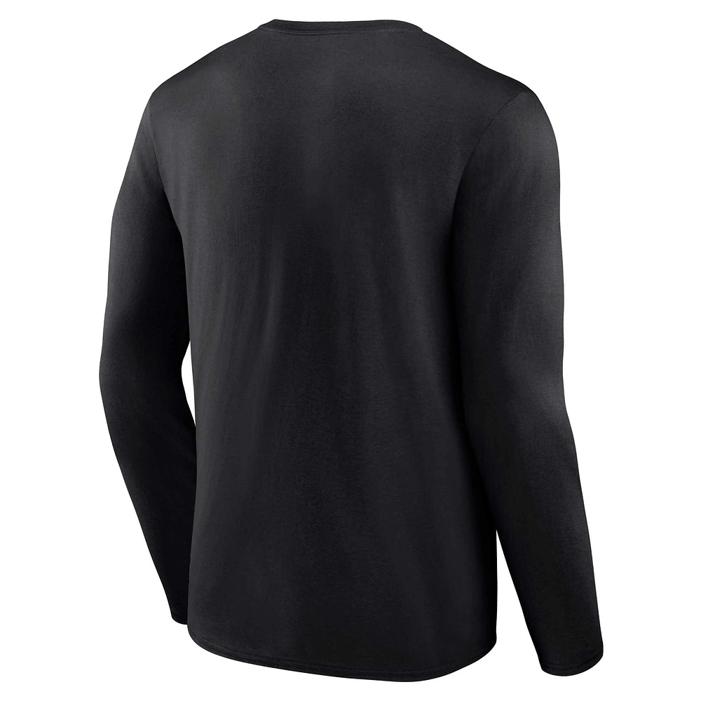 T-shirt noir à manches longues avec logo en détresse des Spartans de l'État du Michigan Fanatics pour hommes