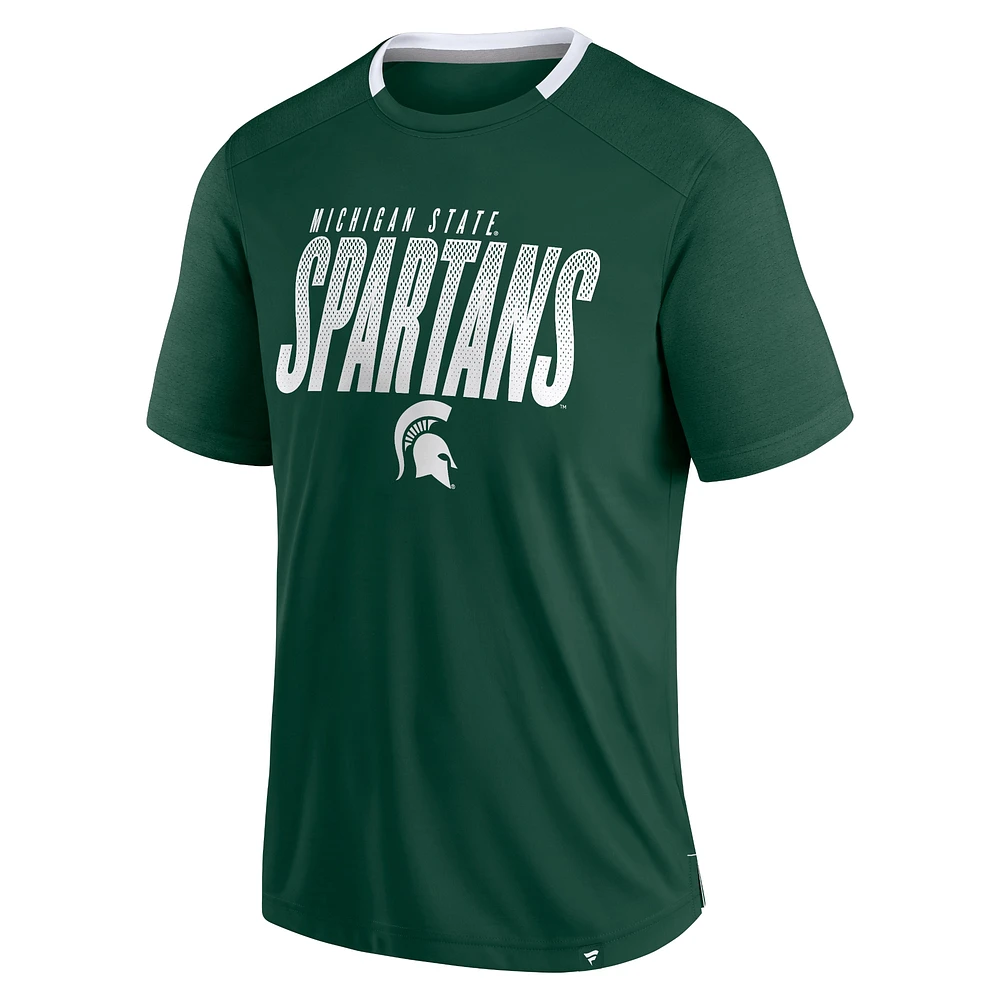 Men's Fanatics Green Michigan State Spartans Defender Fade Slant T-Shirt