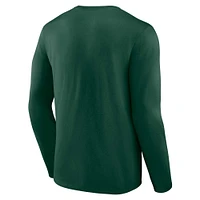 T-shirt vert à manches longues Fanatics pour hommes Spartans de l'État du Michigan en détresse avec logo