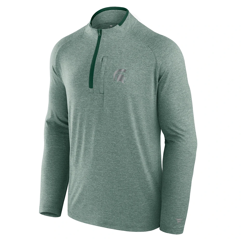 Men's Fanatics Green Michigan State Spartans Mock Neck Half-Zip Pullover Jacket