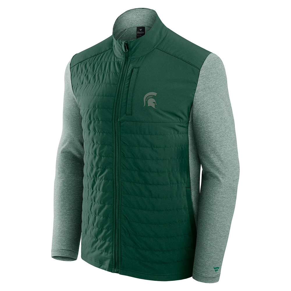 Men's Fanatics Green Michigan State Spartans Tonal Primary Logo Full-Zip Jacket