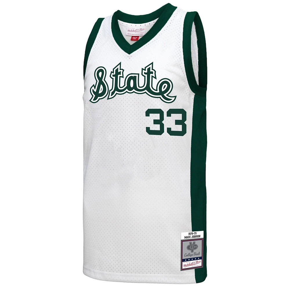 Men's Mitchell & Ness Magic Johnson White Michigan State Spartans 1978 Swingman Throwback Jersey