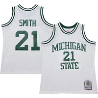 Men's Mitchell & Ness Steve Smith White Michigan State Spartans 125th Basketball Anniversary 1990 Throwback Fashion Jersey