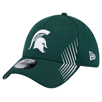 Casquette flexible 39THIRTY Active Slash Sides des Spartans de l'État du Michigan New Era pour hommes, verte